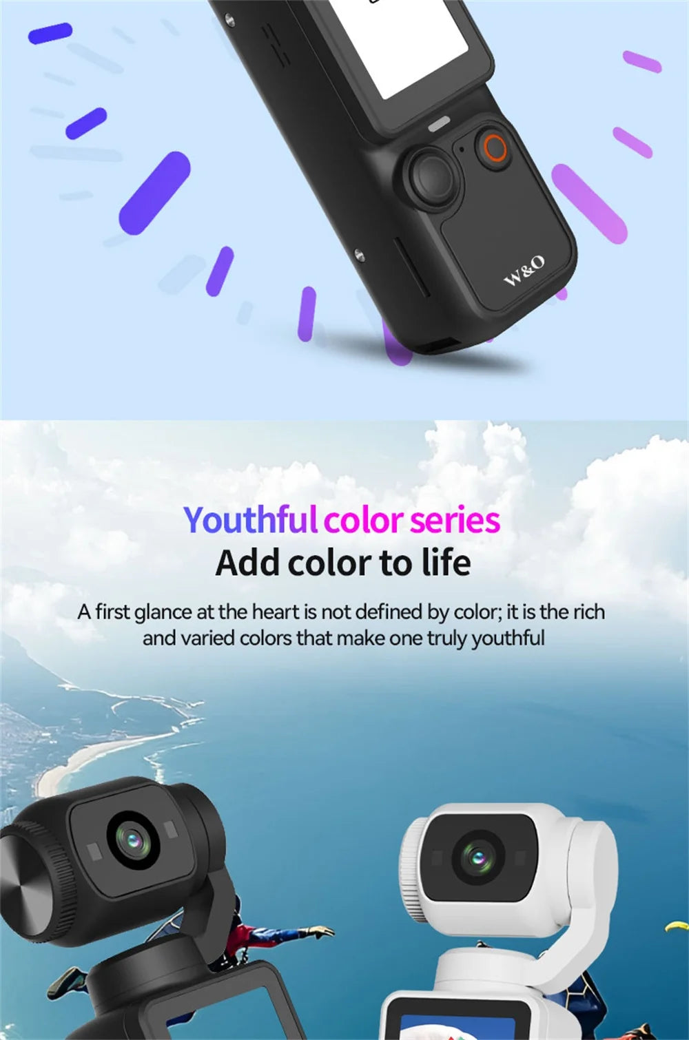 1080P 100W Sports Camera Equipped With A 1.9-inch CMOS Sensor USB Charging 180° Rotation 1000mAh Portable Multifunctional Camera