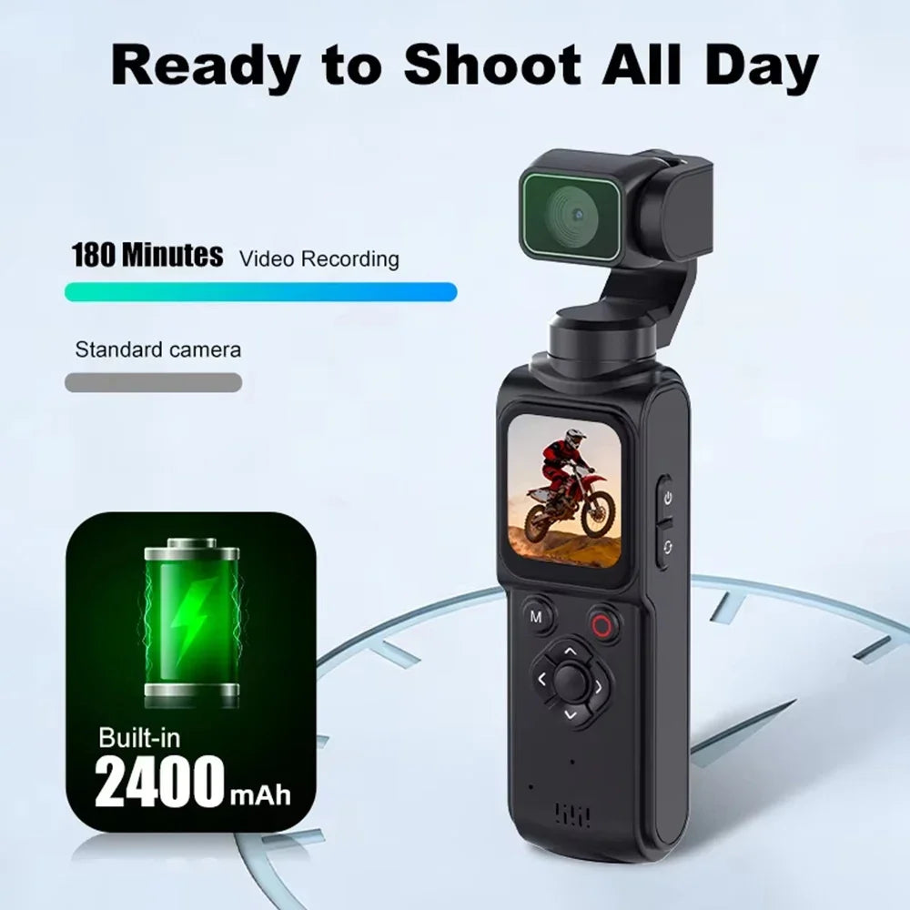 4K Wifi Pocket Vlogging Camera with 330° Auto-Tracking Face Gimbal Stabilizer Touch Screen Sports DV Bodycam for  Outdoor Vlog