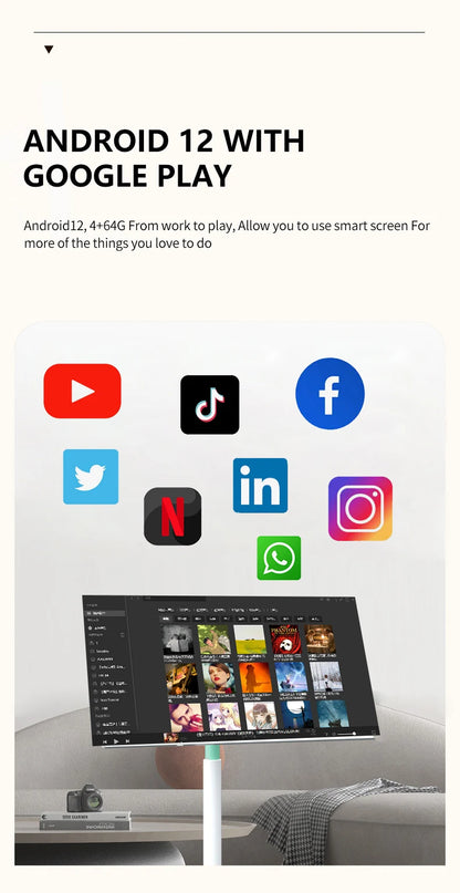 Custom Portable TV with Battery Rotating Portable Monitor Android 15 M3U Television Indoor Smart TV for Home Office Business