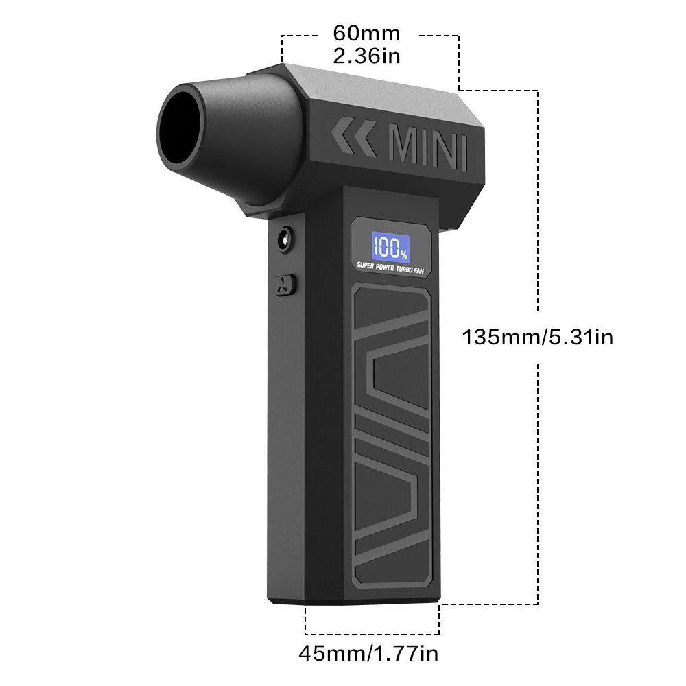 X3T Electric Air Duster, High Speed Turbo Fan with LED Light, Multi-use Cordless Blower and Vacuum Combo for Car Cleaning & Home