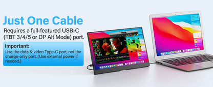 Amoudo 15.6 Inch Portable Monitor 1920x1080P  Extend Display IPS LCD Panel Penhole Stand VESA USBC Mini HDMI Mobile Display