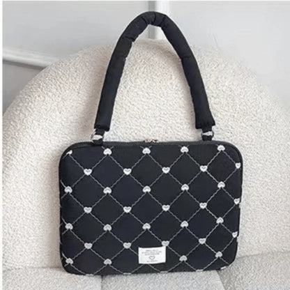 Girlish 15.6inch Laptop Bag Shoulder Straps Love Embroidery Laptop Case Lightweight Large Capacity Ultrabook Cover Business