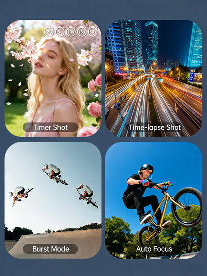 4K Pocket Gimbal Camera Handheld Stabilizer 75MP Auto-Tracking 330° Rotation 1.7" Touchscreen Vlogging Camcorder