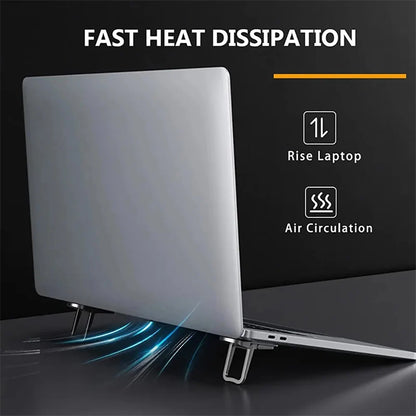 2Pcs Mini Foldable Laptop Holder Portable Computer Keyboard Riser with 2 Adjustable Angle Self-Adhesive Invisible Notebook Stand