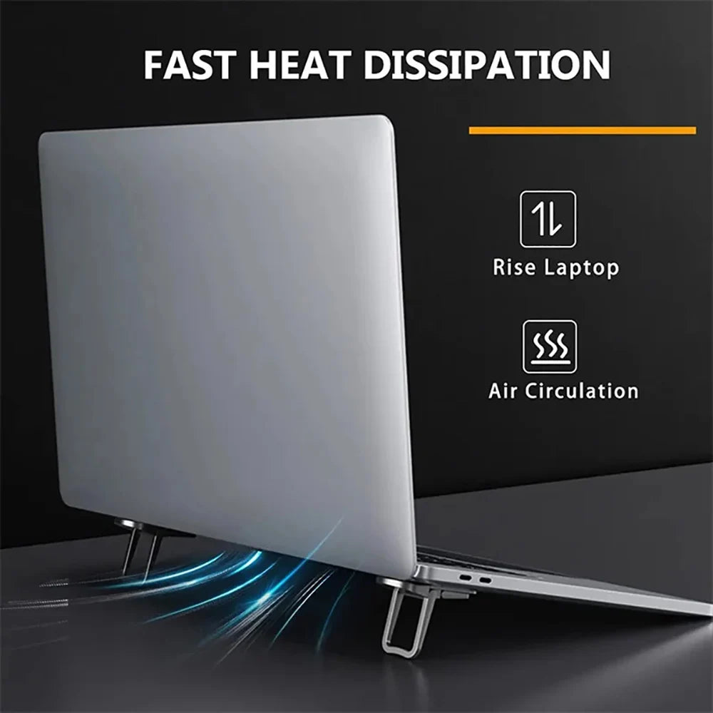 2Pcs Mini Foldable Laptop Holder Portable Computer Keyboard Riser with 2 Adjustable Angle Self-Adhesive Invisible Notebook Stand