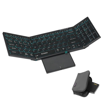 Jomaa RGB Backlit Folding Bluetooth Keyboard USB Wireless Full Size Foldable Keyboard With Touchpad Numberic Rechargeable