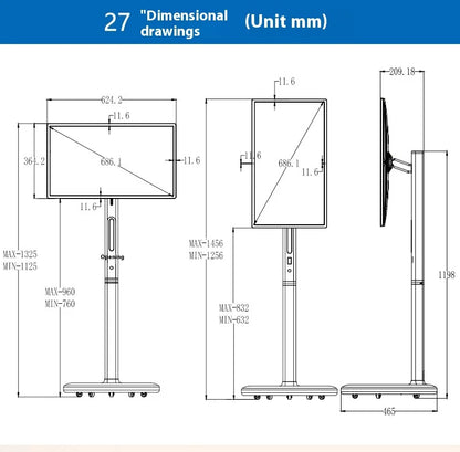 23.8-Inch Portable Smart TV All-In-One Multimedia Indoor Movable Screen Wireless Display with Text Function