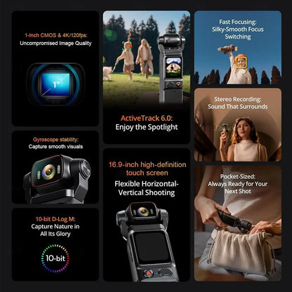 4K Pocket Action Camera Touch Screen WIFI Outdoor DV 180° Rotatable  Anti-shake Bodycam Portable Small Video Recorder Vlog Cam