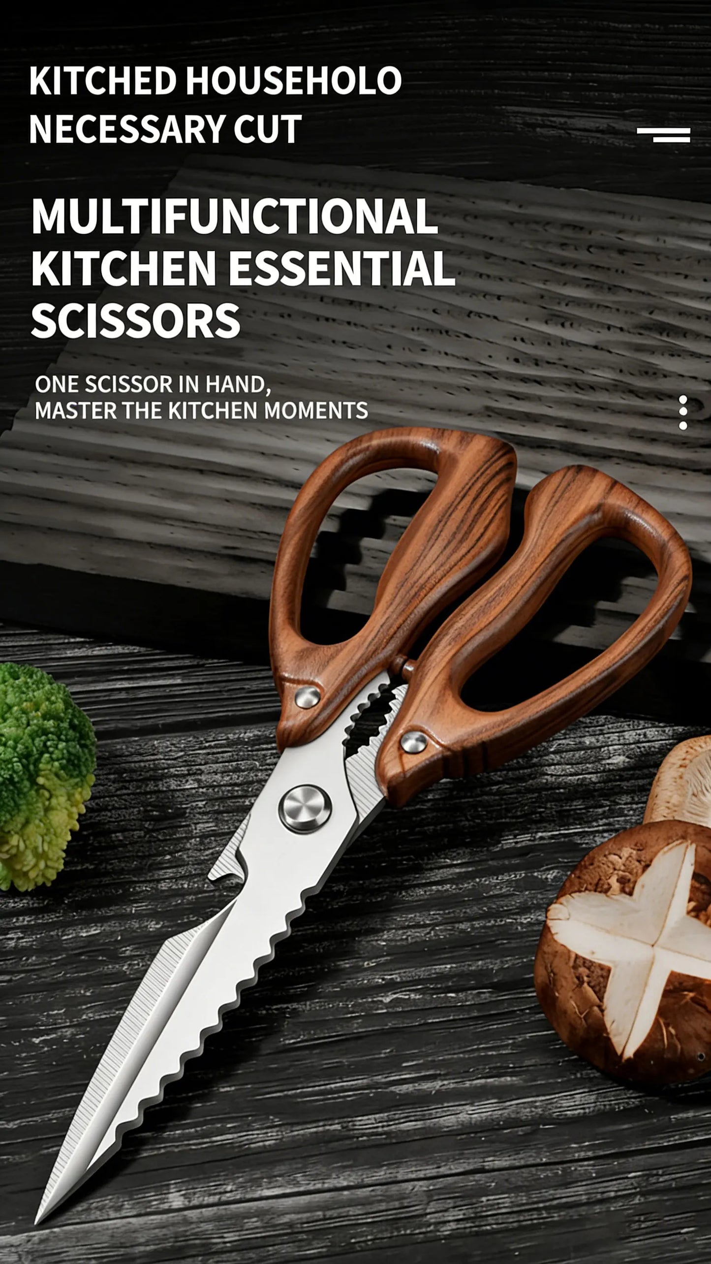 Newly 2 Piece Set Heavy Duty Kitchen Scissors-Stainless Steel Multi-Purpose Shears for Chicken, Fish, Bottle Opener&Nut Cracker