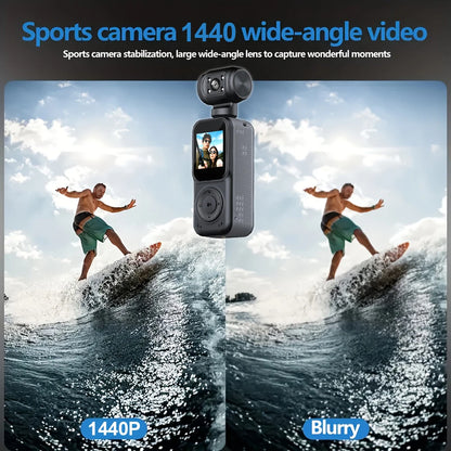 NEW 1440P QHD Display 2K Handheld Sports Pocket Camera 270° Rotatable WIFI Control Video Recorder WIFI Control Motion Camera