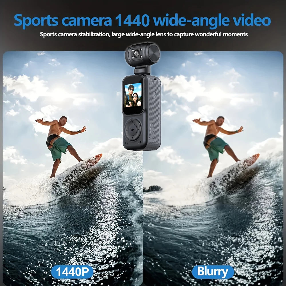 NEW 1440P QHD Display 2K Handheld Sports Pocket Camera 270° Rotatable WIFI Control Video Recorder WIFI Control Motion Camera