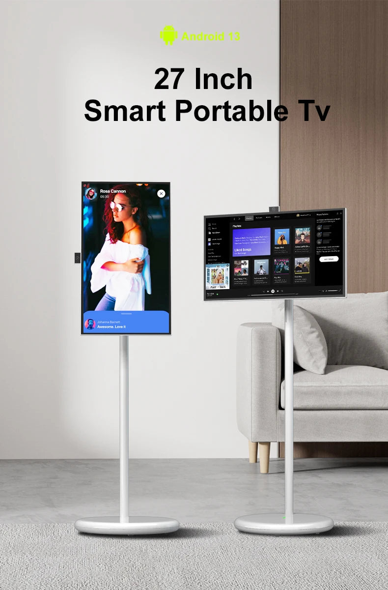 Custom Portable TV with Battery Rotating Portable Monitor Android 15 M3U Television Indoor Smart TV for Home Office Business