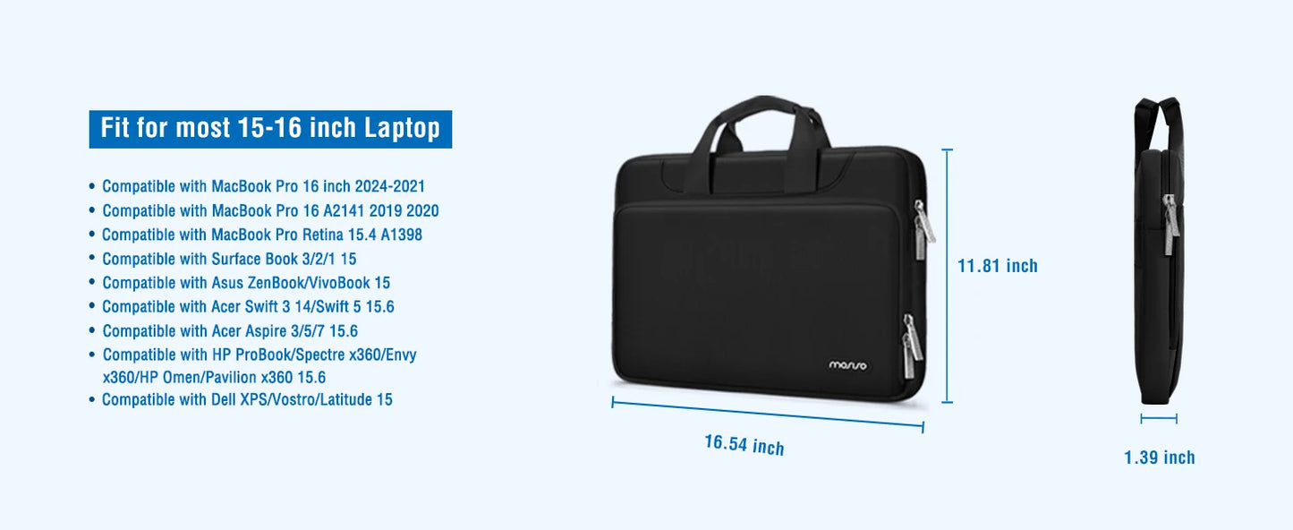 360 Protective Laptop Sleeve Handbag for 13 14 15 16 inch MacBook Pro Air M4 M3 M2 M1 Computer Notebook Sleeve Cover Briefcase