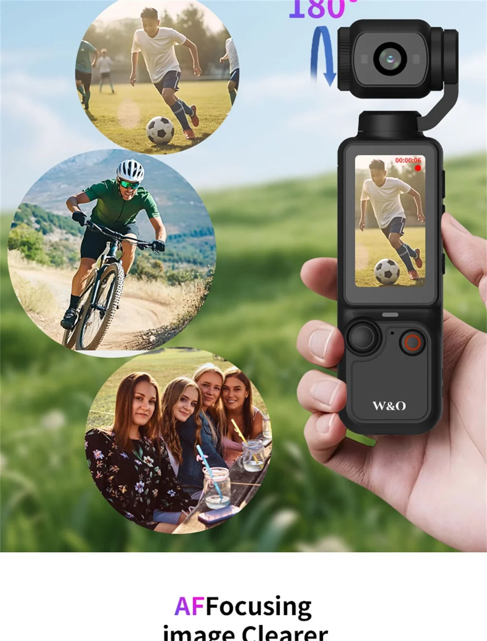 1080P 100W Sports Camera Equipped With A 1.9-inch CMOS Sensor USB Charging 180° Rotation 1000mAh Portable Multifunctional Camera