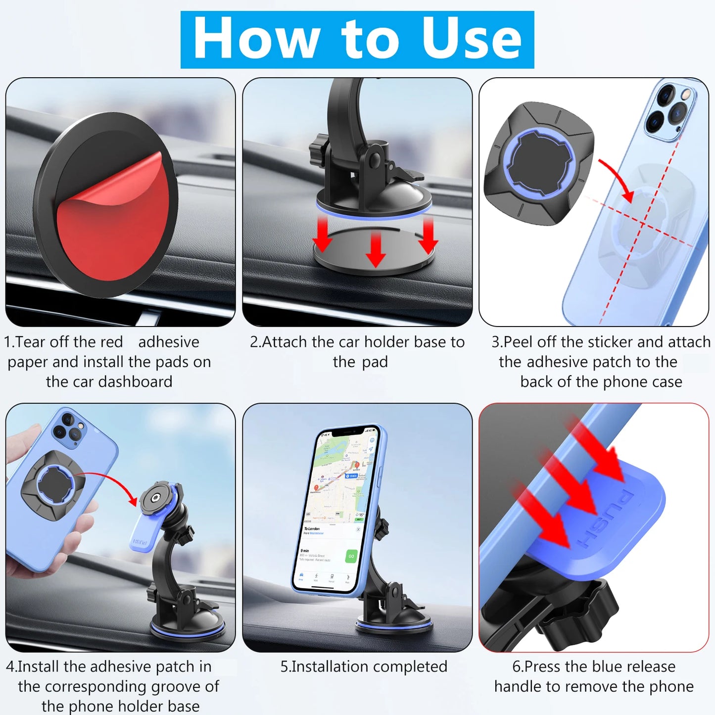 Phone Holders For Your Car Cell Phone Mount for Car Dashboard Windshield Mount Truck Stand  Universal Phone Holder 360°rotatable