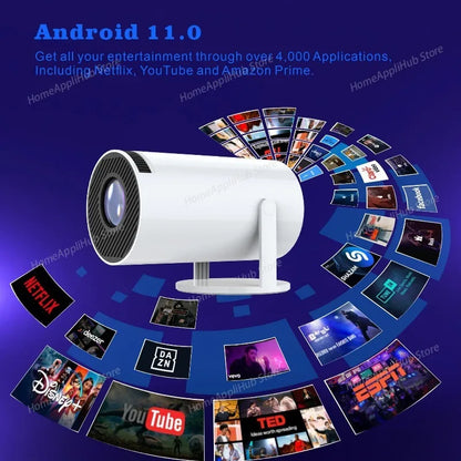 HY300 Home Projector 4K Portable LCD Ultra HD Wall Projection Wireless Screen Mirroring Android 1080P