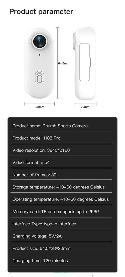 4K HD Motorcycle Mini Recorder Finger WIFI Action Camera Lightweight POV Motorcycle Road Sport Cam Bicycle Vlog Pet Body Camera