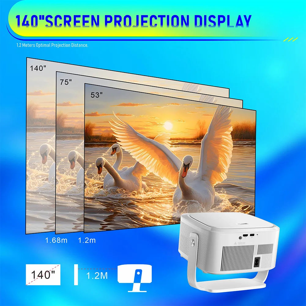 Velec 1100ANSI HY450 Max Auto Focus Beam Projector 8K 1080P Android 14 Voice Control BT5.4 Auto Offset Home Theater For Outdoor