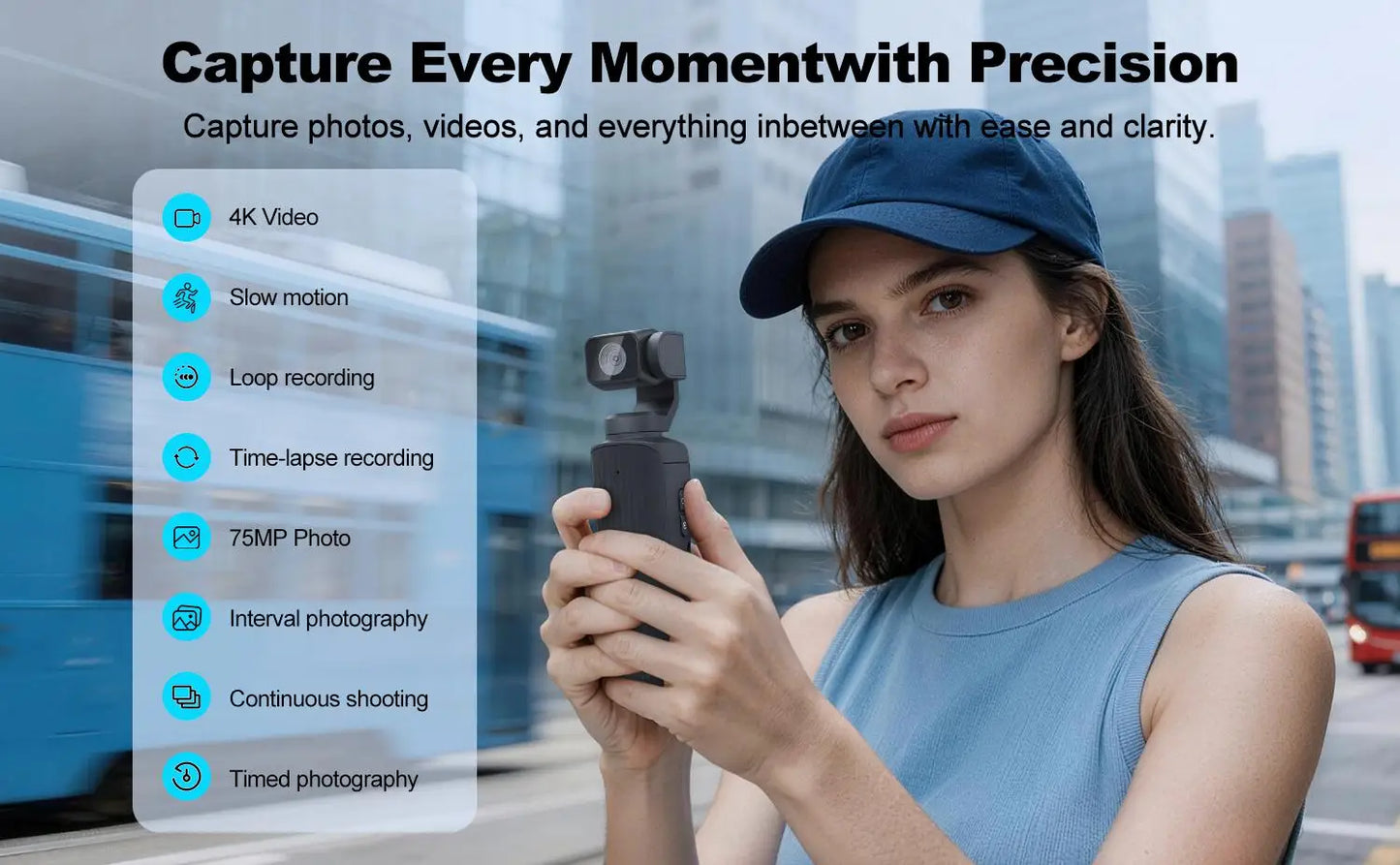 4K Wifi Action Camera 330° Auto-rotate Len Pocket Camera 1.72" Touchscreen Zoom Sport Cam Portable Vlog Video Recorder Cycling