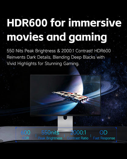 Kuycon P27ZB Compective Gaming Monitor 27 Inch 4K Desktop Display 240Hz 1ms Computer Screen Eye-care Freesync Anti-glare HDR600
