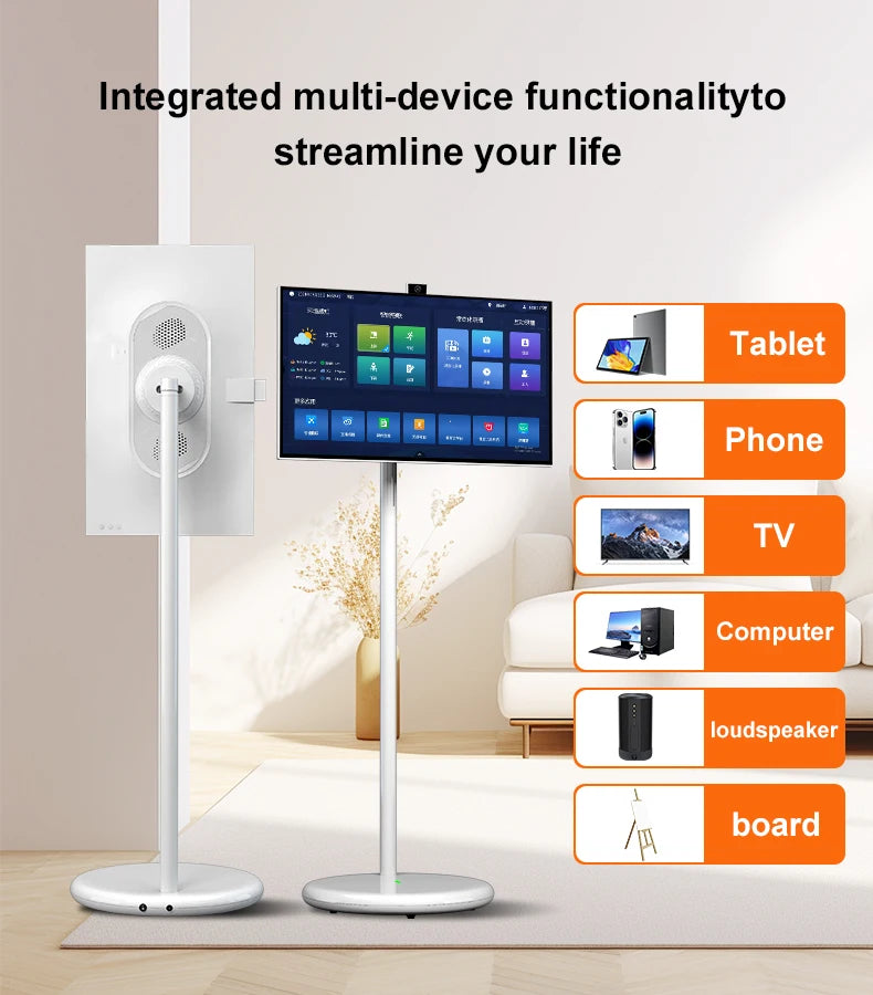 Custom Portable TV with Battery Rotating Portable Monitor Android 15 M3U Television Indoor Smart TV for Home Office Business