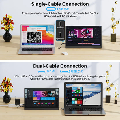 Amoudo 15.6 Inch Portable Monitor 1920x1080P  Extend Display IPS LCD Panel Penhole Stand VESA USBC Mini HDMI Mobile Display