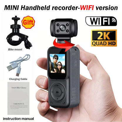 NEW 1440P QHD Display 2K Handheld Sports Pocket Camera 270° Rotatable WIFI Control Video Recorder WIFI Control Motion Camera