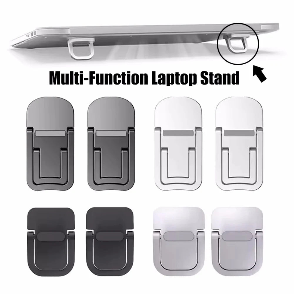 2Pcs Mini Foldable Laptop Holder Portable Computer Keyboard Riser with 2 Adjustable Angle Self-Adhesive Invisible Notebook Stand