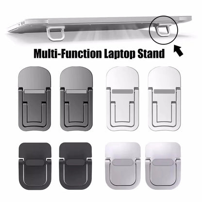 2Pcs Mini Foldable Laptop Holder Portable Computer Keyboard Riser with 2 Adjustable Angle Self-Adhesive Invisible Notebook Stand