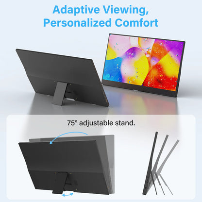 Amoudo 15.6 Inch Portable Monitor 1920x1080P  Extend Display IPS LCD Panel Penhole Stand VESA USBC Mini HDMI Mobile Display