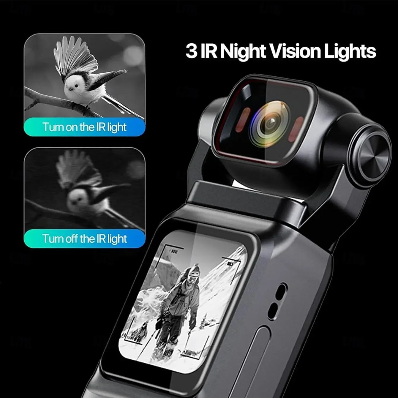 4K Pocket Action Camera Touch Screen WIFI Outdoor DV 180° Rotatable  Anti-shake Bodycam Portable Small Video Recorder Vlog Cam
