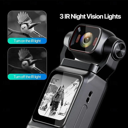 4K Pocket Action Camera Touch Screen WIFI Outdoor DV 180° Rotatable  Anti-shake Bodycam Portable Small Video Recorder Vlog Cam
