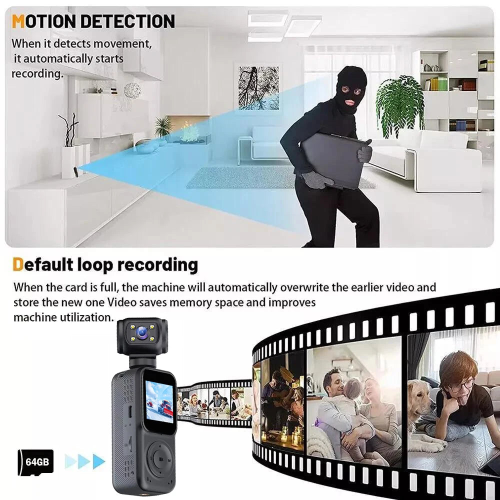 NEW 1440P QHD Display 2K Handheld Sports Pocket Camera 270° Rotatable WIFI Control Video Recorder WIFI Control Motion Camera