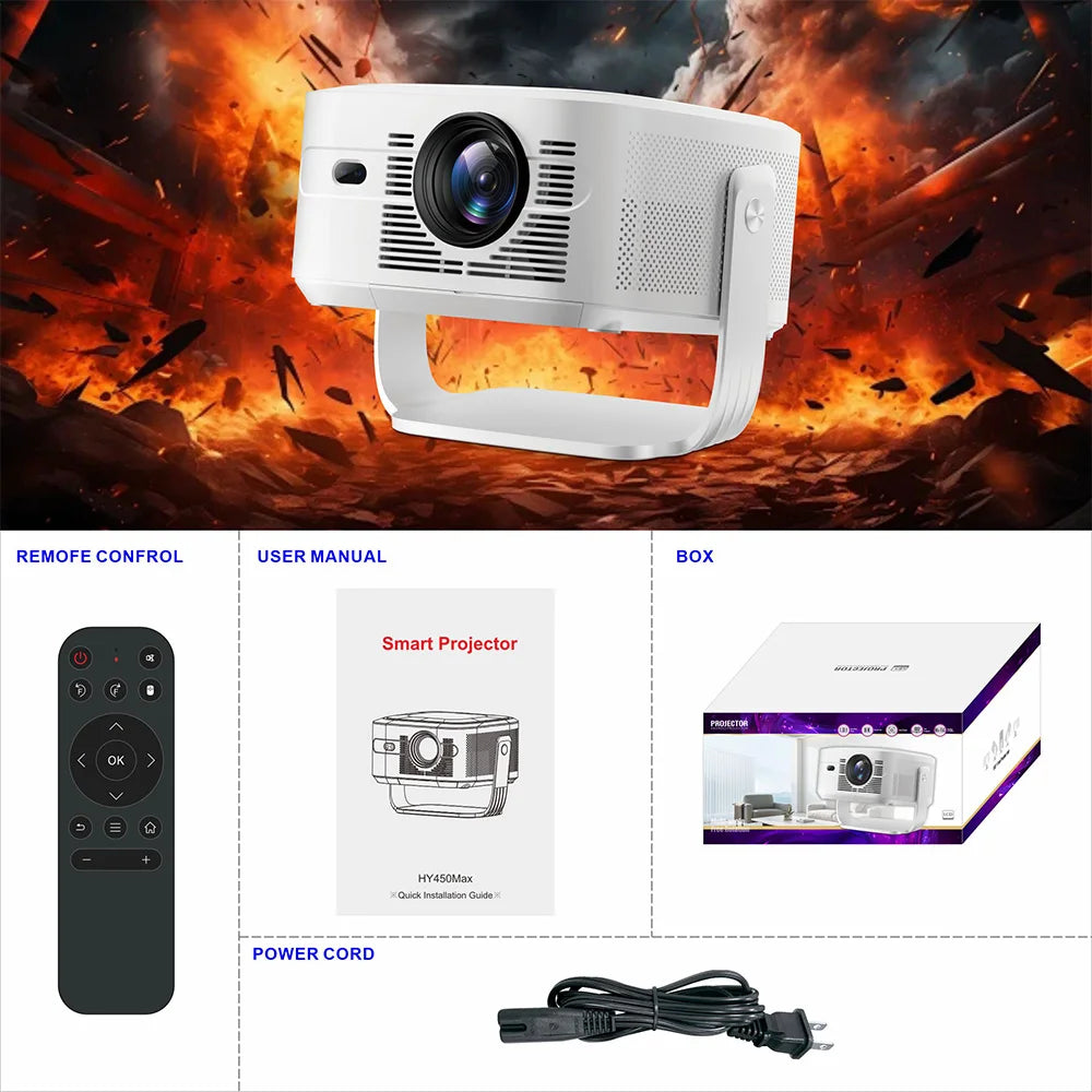 Velec 1100ANSI HY450 Max Auto Focus Beam Projector 8K 1080P Android 14 Voice Control BT5.4 Auto Offset Home Theater For Outdoor