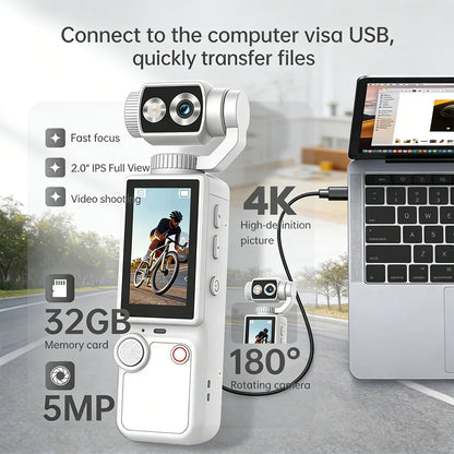 Mini 4K Sports Action Camera Waterproof Anti Shake Wide Angle Lens Handheld Camcorder For Outdoor Diving Cycling Skiing Travel P