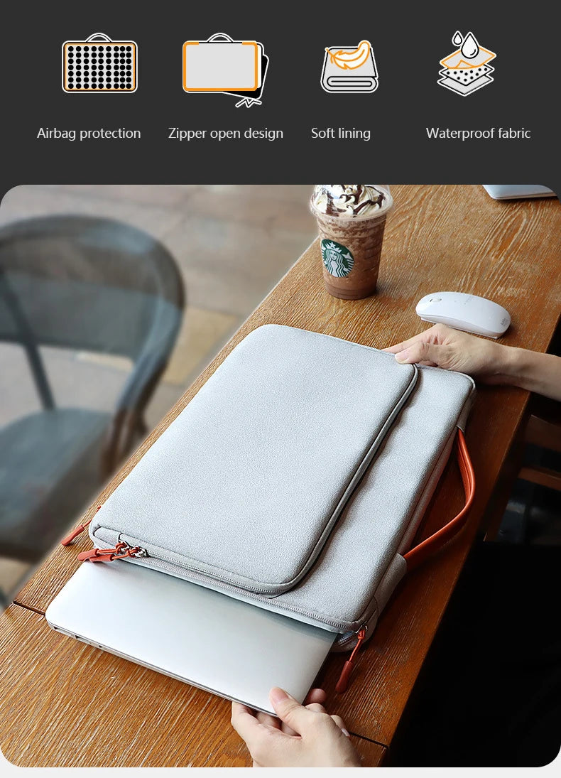 Laptop Bag for MacBook M4 Air 15 Case M3 M2 M1 Pro 13 14 15.4 Shockproof and Waterproof Fabric Handbag for MacBook 13.3 Inch