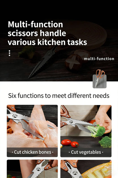 Newly 2 Piece Set Heavy Duty Kitchen Scissors-Stainless Steel Multi-Purpose Shears for Chicken, Fish, Bottle Opener&Nut Cracker