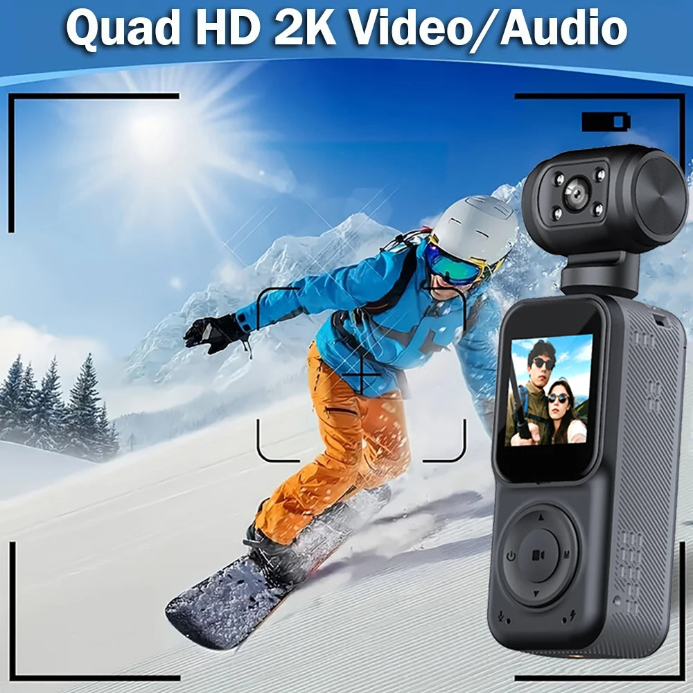 NEW 1440P QHD Display 2K Handheld Sports Pocket Camera 270° Rotatable WIFI Control Video Recorder WIFI Control Motion Camera