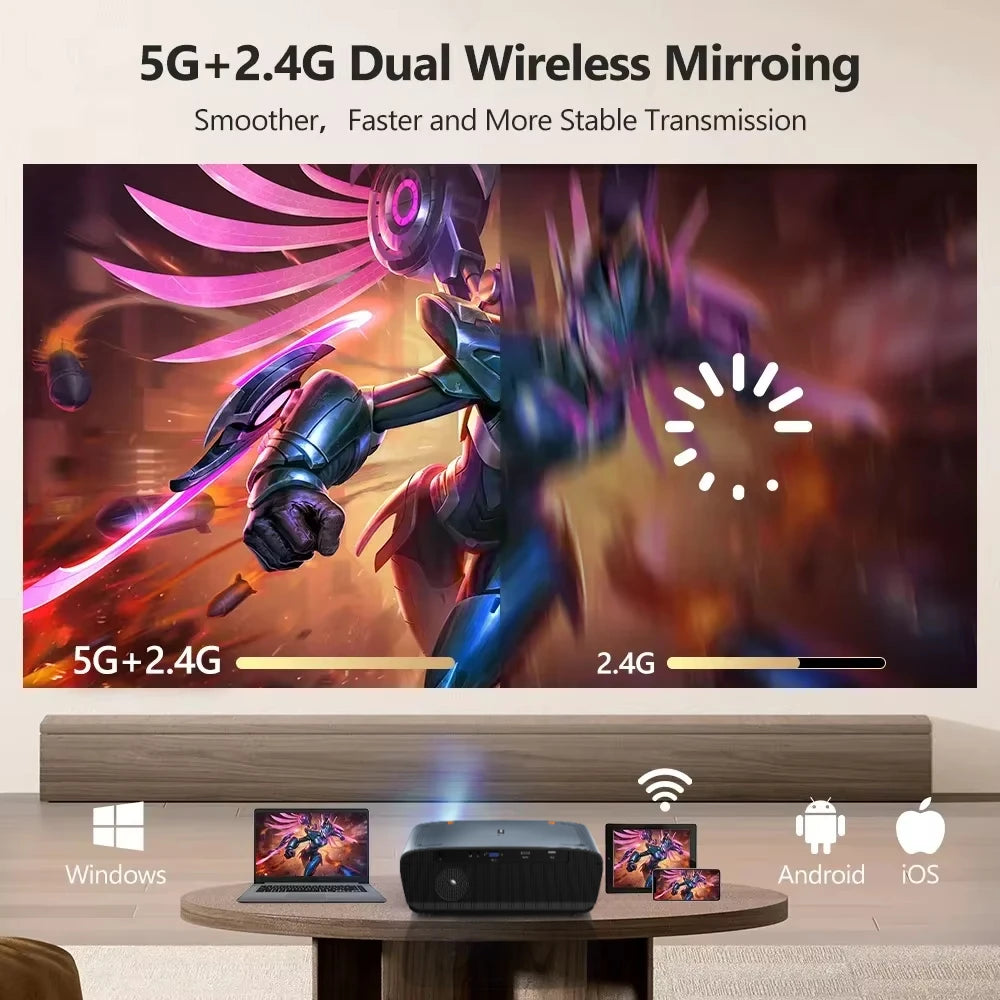 S7+ 4K Ultra HD Projector Video Movies 4000 ANSI Google TV Home Theater Android 14 Auto Focus Smart TV Beam Projectors Daytime