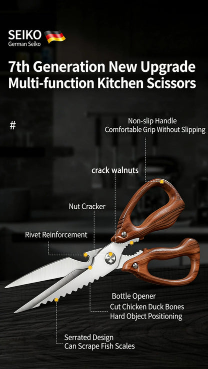 Newly 2 Piece Set Heavy Duty Kitchen Scissors-Stainless Steel Multi-Purpose Shears for Chicken, Fish, Bottle Opener&Nut Cracker