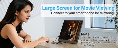 Amoudo 15.6 Inch Portable Monitor 1920x1080P  Extend Display IPS LCD Panel Penhole Stand VESA USBC Mini HDMI Mobile Display
