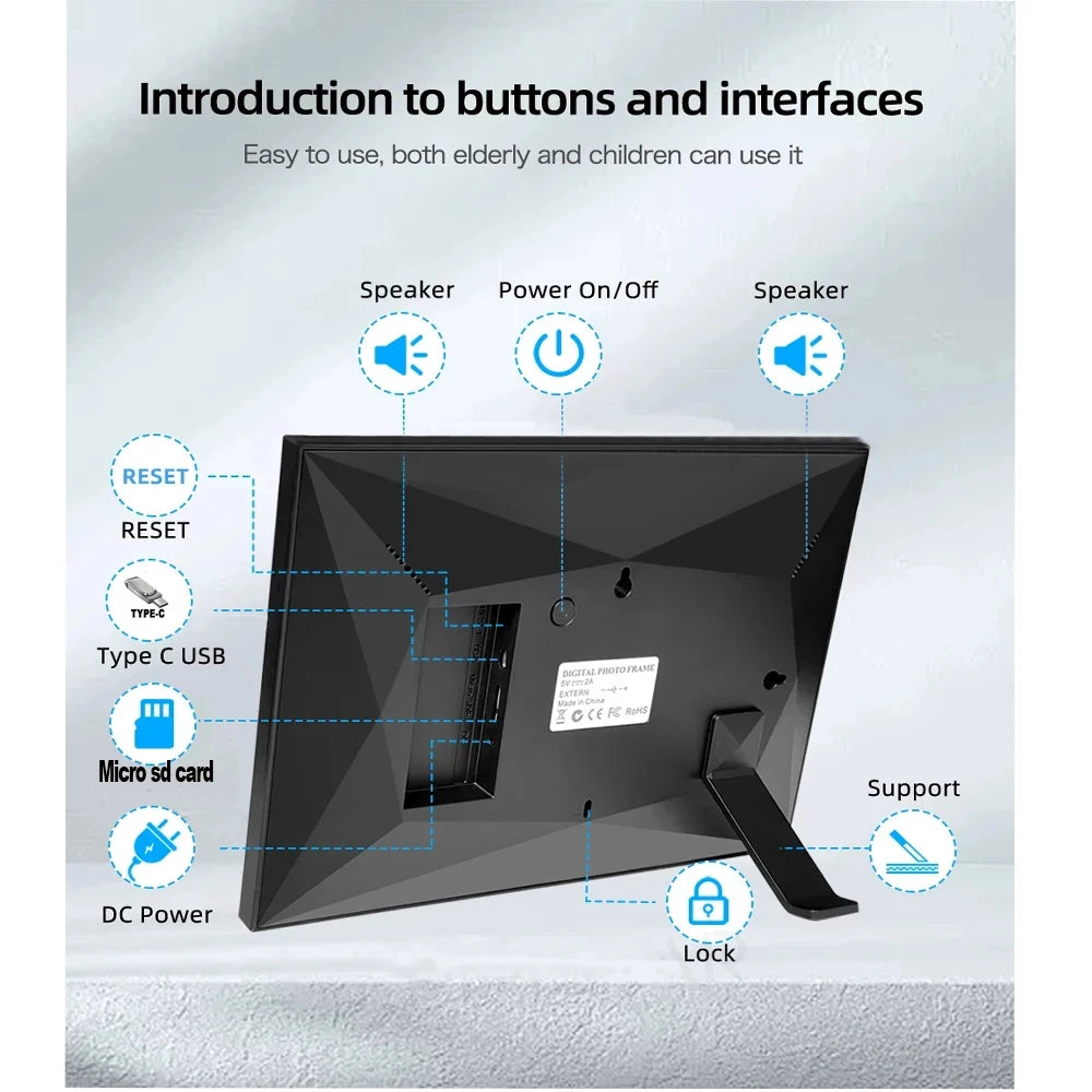 Frameo Digital Picture Frame 10.1 Inch 32GB/64GB Smart WiFi digital photo frame with 1280x800 IPS HD Touch Screen Wall Mountable