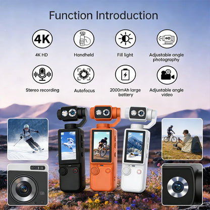Mini 4K Sports Action Camera Waterproof Anti Shake Wide Angle Lens Handheld Camcorder For Outdoor Diving Cycling Skiing Travel P
