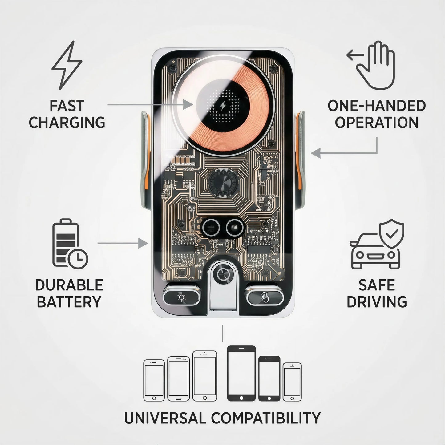 RHD LHD For Toyota Rav4 2026 2027 Dual Car Phone Holder Screen Fixed Clip Wireless Charger Phone Mount Qi Phone Charger Mount