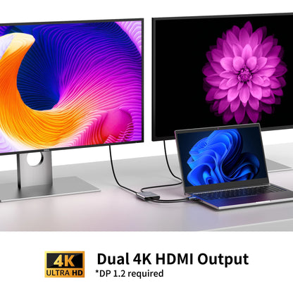 Displayport to 2HDM-compatibleI Hub 4k60Hz Splitter Adapter MST Displayer for Laptop Monitor Desktop TV Box DP HDMI Distributor