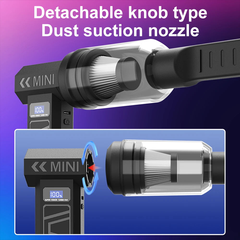 X3T Electric Air Duster, High Speed Turbo Fan with LED Light, Multi-use Cordless Blower and Vacuum Combo for Car Cleaning & Home