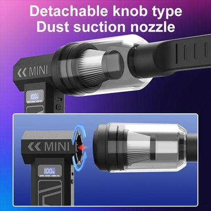 X3T Electric Air Duster, High Speed Turbo Fan with LED Light, Multi-use Cordless Blower and Vacuum Combo for Car Cleaning & Home