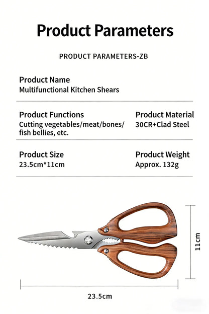 Newly 2 Piece Set Heavy Duty Kitchen Scissors-Stainless Steel Multi-Purpose Shears for Chicken, Fish, Bottle Opener&Nut Cracker