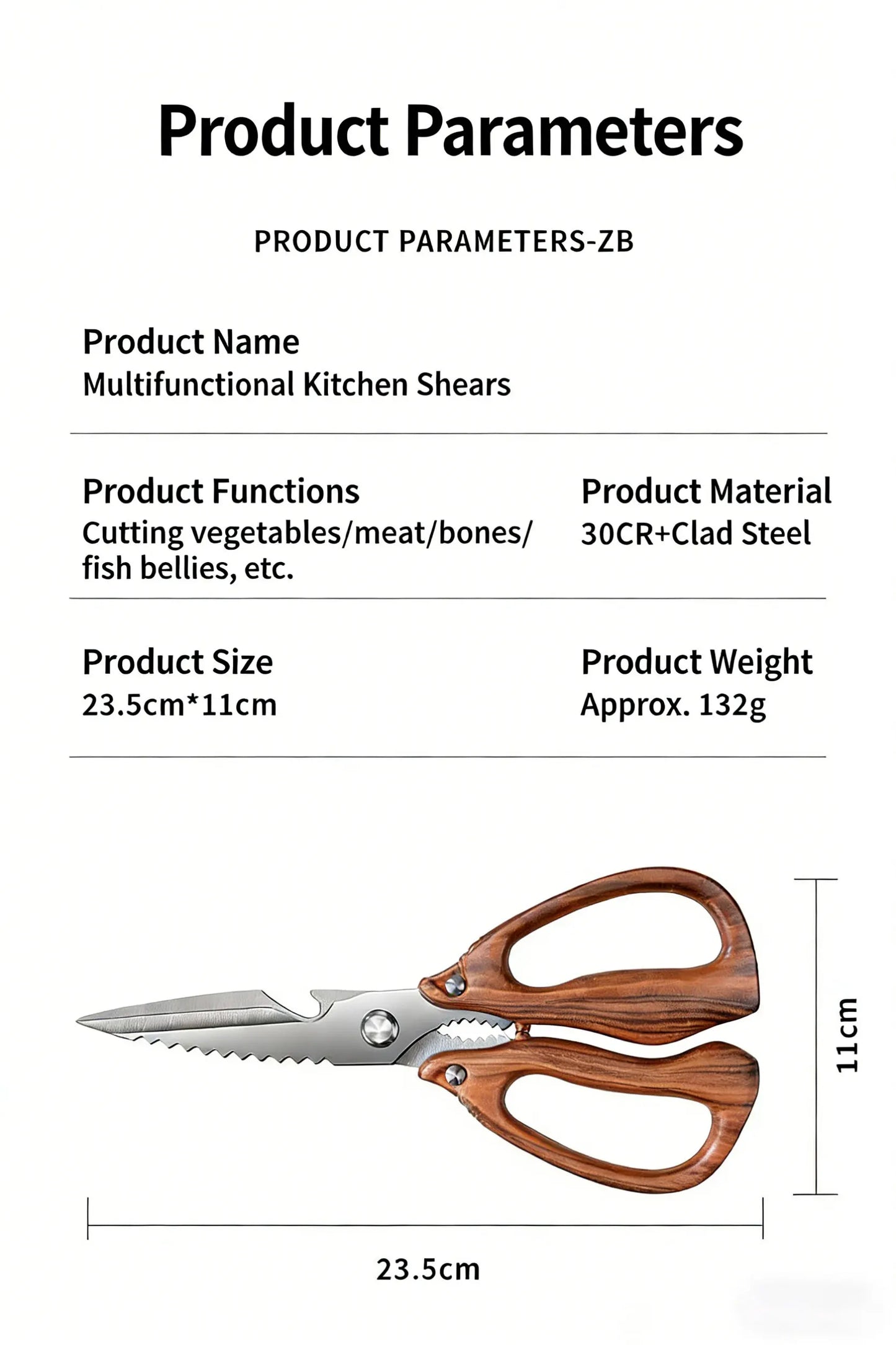 Newly 2 Piece Set Heavy Duty Kitchen Scissors-Stainless Steel Multi-Purpose Shears for Chicken, Fish, Bottle Opener&Nut Cracker