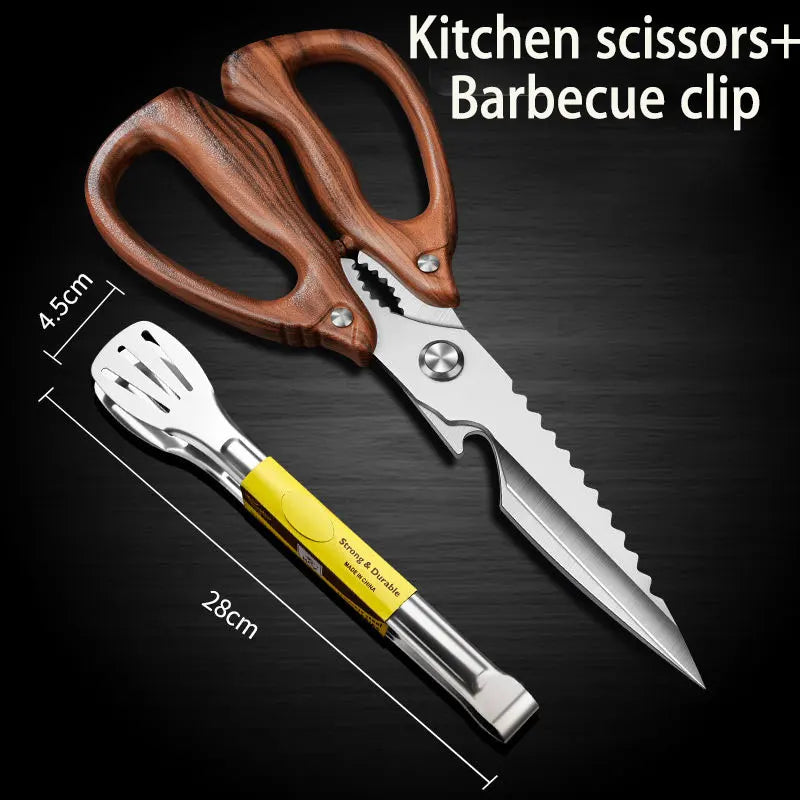 Newly 2 Piece Set Heavy Duty Kitchen Scissors-Stainless Steel Multi-Purpose Shears for Chicken, Fish, Bottle Opener&Nut Cracker